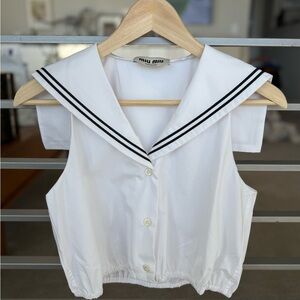 Miu Miu White Sailor Collar Blouse